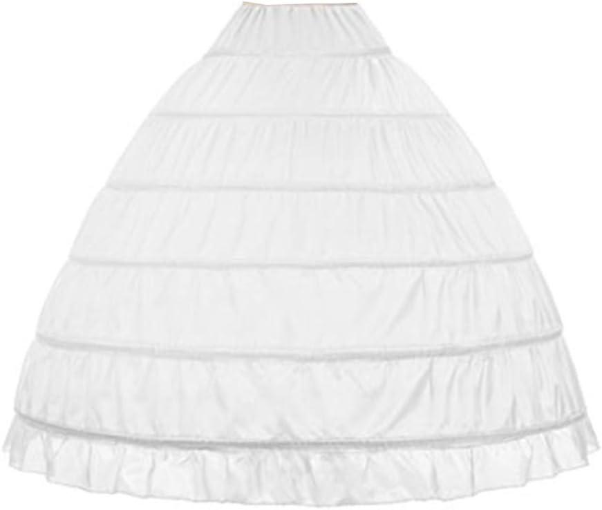 WOWBRIDAL Women 6 Hoops Skirt Crinoline Petticoats Slips Floor Length for Bridal Gown (One Size-Large, White)