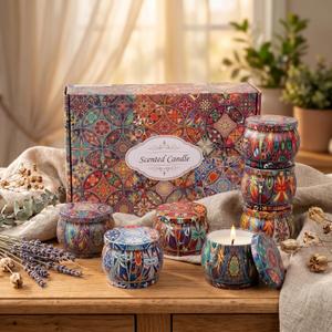 Topadorn 6 Pack Scented Candles Gift Set, 4oz Soy Wax Aromatherapy Candles with Lavender, Vanilla & More - Decorative Tin Candles for Home Relaxation