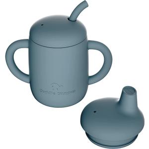 Cuddle Campus Sippy Cups 7OZ, [4 in 1] Baby Cups, Shatterproof Silicone Straw Cup,Open Cup for 6M, 6M+,6-12 Months,1/1+ Year Old Baby,Toddler