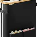 StorageWorks Toilet Paper Storage Baskets with Dual Flip Lids, Toilet Paper Organizer for Bathroom, Toilet Paper Container with Side Pocket, Holds 15 Mega or 20 Regular Rolls, Large, Black