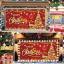 ROCKY&CHAO Christmas Garage Door Cover with Sparkling Night-Time Effect, 6x13ft Red&Gold Holiday Banner for Single/Double Garage, Outdoor Christmas Decorations, Weather-Resistant Polyester Fabric