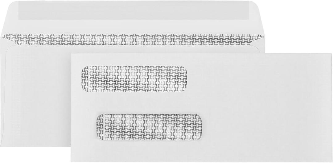 500#8 Gummed Double Window Security Check Envelopes - Designed for QuickBooks Checks, Business Mailing, and Security - Computer Printed Checks - Gummed Flap - 3 5/8 X 8 11/16
