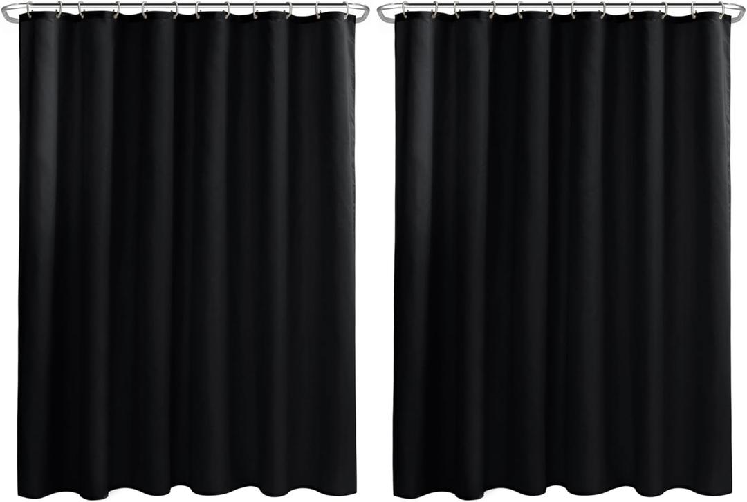 Nasitos Fabric Shower Curtain Liners 2 Pack - W72 x H72 - Washable & Water Resistant Lightweight Cloth Shower Liners for Bathroom, Soft Hotel Quality, Standard Size (Black, 4 Magnets Included)