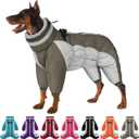 Full Body Dog Coat - Warm Fleece Jacket for Large Dogs, Turtleneck Winter Coats with Harness, Reflective Dog Snowsuit Windproof Puffer Jackets with Legs for French Bulldog, Army Green L