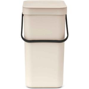 Brabantia Sort & Go Recycle Bin 4.2 Gallon/16L (Soft Beige), Space-Efficient Recycle Container with Handle, Kitchen Garbage Can with Removable, Stay-Open Lid, Easy-to-Clean Trash Can for Kitchen