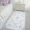 Collive 3x5 Nursery Rug, Boho Purple Floral Area Rugs Machine Washable, Soft Ultra-Thin Bow Carpet Non Slip for Girls Room Bedroom Entryway Playroom Living Room (Purple, 3' X 5')