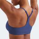 YEOREO Y Back Sports Bras for Women Padded Racerback Bra Paisely Light Impact Adjustable Straps Gym Workout Tops (Blue, M)