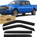 Nilight Tape-On Rain Guards for Ford F-150 SuperCrew Cab 20152020 (Black Window Trim Only, Not for Chrome Trim/Lariat/Limited), Window Visors Vent Wind Deflectors-4PCS