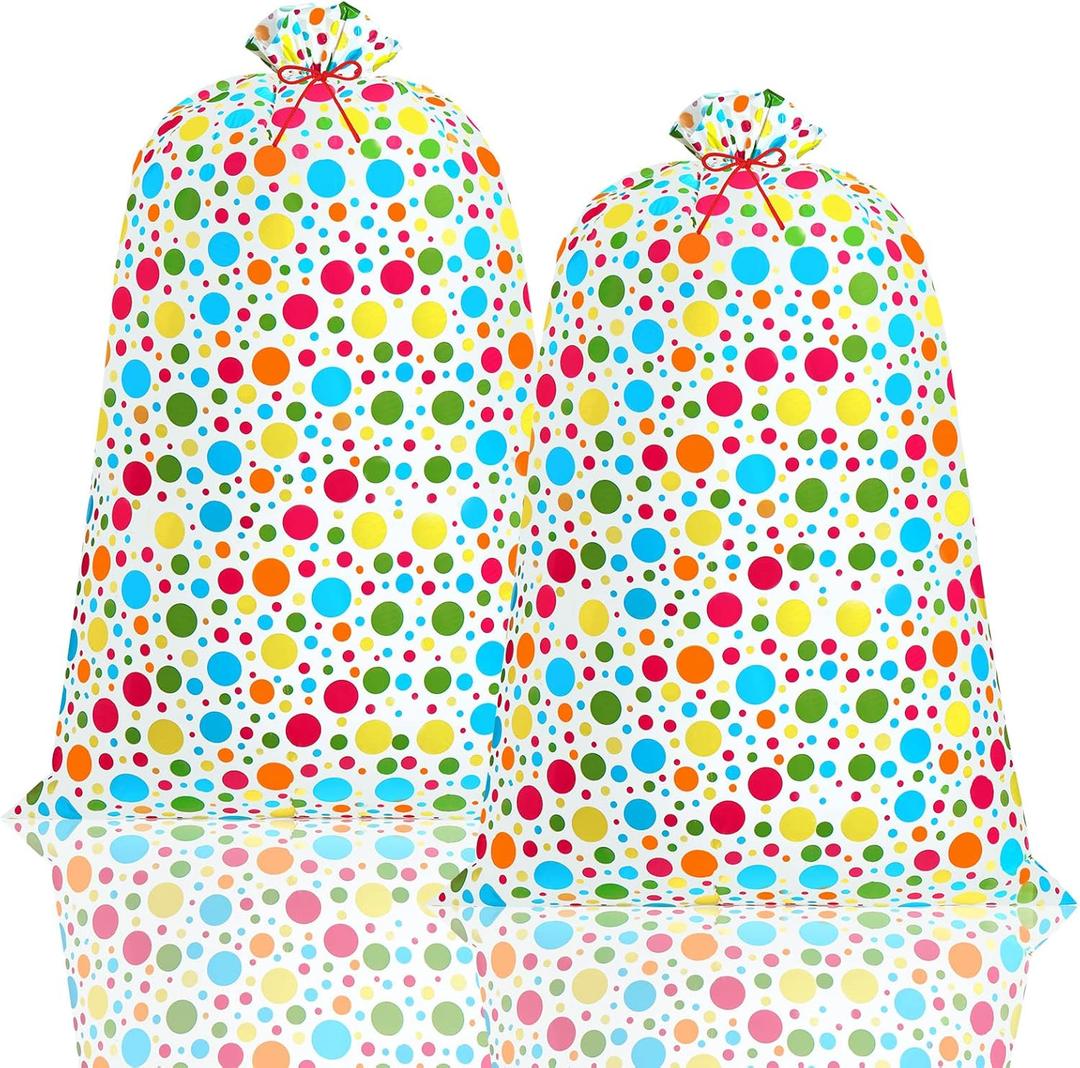 Teling 2 Pcs 80 x 60 in Jumbo Gift Bags for Giant Presents Extra Large Plastic Oversized Bike Wrapping Bag for Birthdays Baby Shower Party Favors