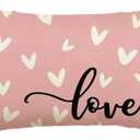 AVOIN colorlife Valentine's Day Love Pink Throw Pillow Cover, 12 x 20 Inch Anniversary Wedding Cushion Case Decoration for Sofa Couch