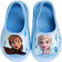 Josmo Girls Clog Water Slides - Frozen Anna Elsa Summer Sandal Kids Pool Shoes - Backstrap Closed Toe Slipon Clogs - Light Blue US 5/6