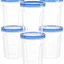 Reusable Soup Container with Airtight Twist Top Lid, [6 Pack-32 oz] Versatile BPA-Free Plastic Containers for Ice Cream, Lunch, Leftovers, Microwave, Dishwasher and Freezer Safe 6Pcs