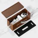 Extra Large Cable Management Box Brown Double Layer Wooden Cord Organizer with Divider for Desk, TV Stand, Kitchen, and Office NO Power Strips or Chargers