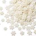 Crafare Mini Resin Flat Snowflakes Glitter for Craft Supply 2 Sizes Tiny White Glitter Snowflakes Christmas Ornament Embellishment Winter Party DIY Decorations