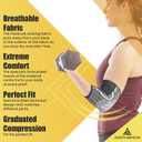 Elbow Compression Sleeve, Tennis Elbow Brace for Women, Men - Pain Relief, Golfers Elbow, Tendonitis, Arthritis, Bursitis, Weightlifting - 1 Pair, Breathable, Machine Washable (Small)