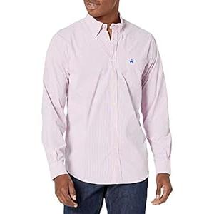 Brooks Brothers Men's Long Sleeve Button Down Performance Stretch Shirt, Patterned (Red/ Blue Stripe, Small)