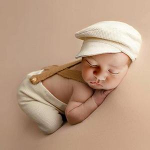 Holibeat Newborn Boy Photography Props Baby Boy Photo Shoot Outfits Infant Gentleman Romper Suits