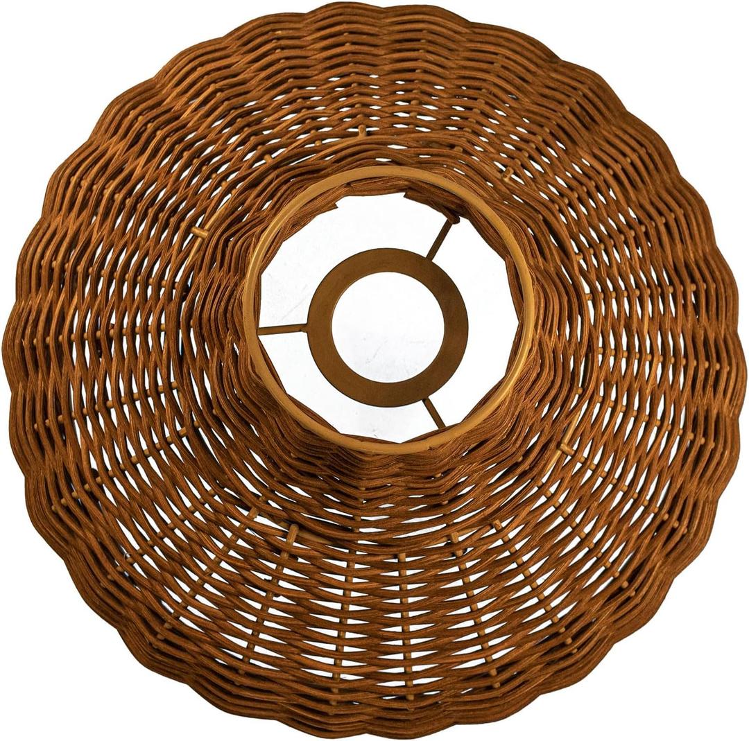 Lamp Shade Replacement,Unique woven rattan boho Pendant Lamp Covers,6.3" Tall, woven-wicker Hanging Small Lampshade For Chandelier Table lamp Wall Sconce (Brown)