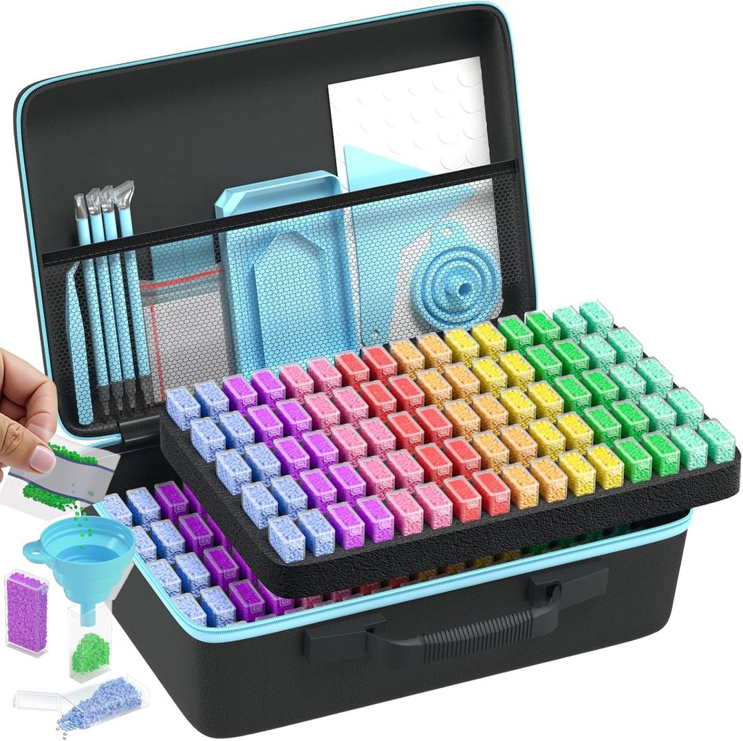 Diamond Painting Storage Containers Kits, Thickened Waterproof Portable Bead Storage Boxes for Diamond Painting Accessories and Tools, 160 Square Bottles