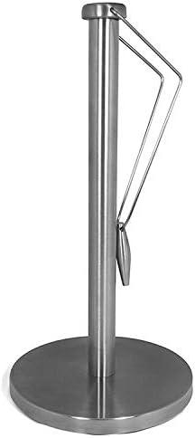 Sleek Stainless Steel Paper Towel Holder- A Versatile and Stylish Kitchen and Bathroom Accessory. This Sturdy, Weighted Countertop Design Effortlessly Hold All Standard Paper Towel Rolls for Home Silver