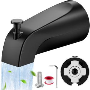 Universal Bathtub Tub Spout with Diverter, Fits 1/2" Slip-Fit Copper Pipe Connection, Pull Down Bathtub Faucet Spout Replacement, Easy Installation (Matte Black)