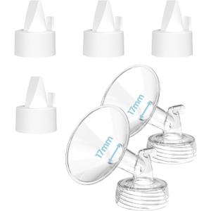 Flange Inserts for Spectra, Spectra Replacement Pump Parts for S1/S2/9 Plus, Not Original Accessories, Breast Pump Parts Include 2-Pack17MM Flanges and 4-Pack Duckbill Valves