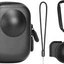 Carrying Case for DJI OSMO 360 Accessories with Lens Cap, Portable Compact Storage Bag with Wrist Strap PU Leather OSMO360 Protective Case