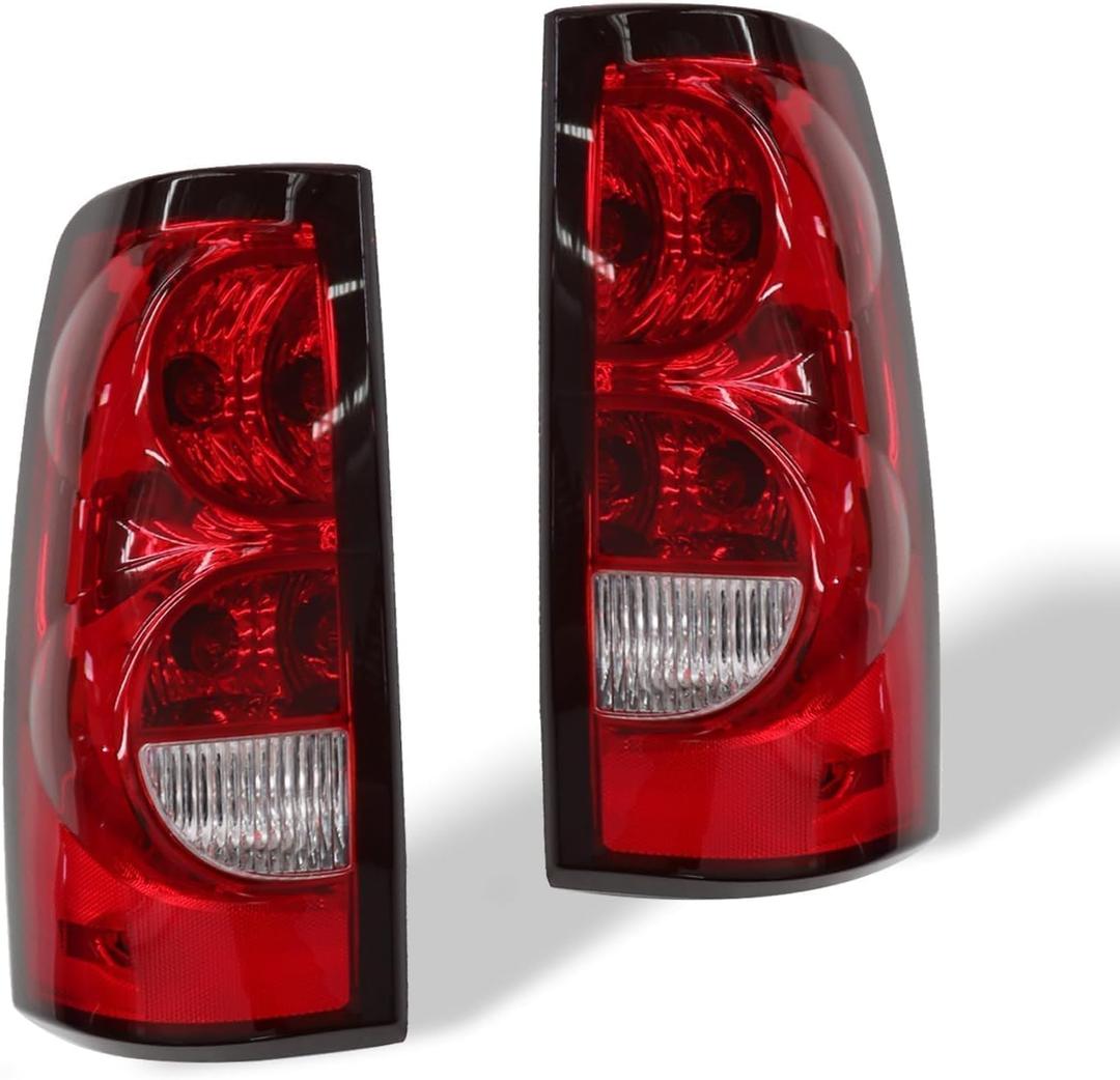 Nakkaa Pair Tail Lights W/Bulbs Compatible with 2003-2006 Silverado 1500 2500 3500HD Red Brake Lamps Left and Right GM2800174 GM2801174