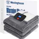 Westinghouse Electric Blanket Full, Flower Jacquard Heated Blanket Full Size with 10 Heating Levels and 1-12 Hours Auto-Off, Flannel to Sherpa Reversible, Machine Washable (72" x 84", Light Grey)