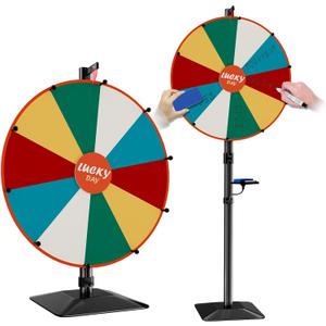 Heavy Duty Prize Wheel, 24 Inch Dual Use Prize Wheel,Adjustable Tabletop & Floor Stand, 10 Slots,1Bracket, Dry Erase Kit - Wheel of Fortune Game for Carnival, Casino & Trade Show