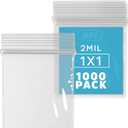 1000 Count - 1" x 1" Small Zip Bags, Mini Reclosable Tiny Zipper Baggies, 2 Mil, Clear Plastic Resealable Storage Bags with Zip Top Lock for Packaging Jewelry, Diamonds, Pills, Powders - GPI