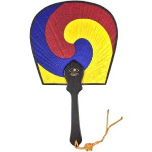 Korean Taeguk Fan, Traditional Bamboo and Cloth Hand Fan, Taegeukgi Pattern Cultural Souvenir, Asian Festival Dance Prop, Decorative Korean Heritage Gift