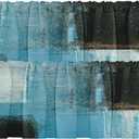 Emvency 2 Pack Valances Window Treatments, Blue and Brown Painting Art Modern Abstract Blackout Adjustable for Living Room Bathroom Bedroom Kitchen Over Sink, 52x18 Inch Rod Pocket Valances