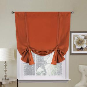 H.VERSAILTEX Blackout Room Darkening Curtain Tie Up Shade Blackout Curtain for Bedroom Window (Rod Pocket Panel, 42 inches W x 63 inches L, Orange)