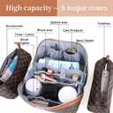 BOYATU Travel Makeup Bag Cosmetic Bags for Women: 3 Pcs Set Large Portable Make up Bag with Handle - Vegan Leather Toiletry Bags with Compartments - Makeup Organizer for Travel Essentials(A-1-Coffee)