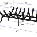 Fireplace Grate 24 Inch, Firewood Log Holder Rack, Heavy Duty Fire Wood Stove Grates for Indoor Outdoor Camping Chimney Hearth Burning Fireplace Accessories Tools