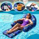 Simgoing 2pcs Inflatable Pool Floats for Adults 2 in 1 Lounge Chair with Bottom Mesh Electric & Air Pump, Chair Floats 250 Lbs Beach Lake Swimming Pool Lounger with Zipper Bag Cup Holder(Tropical), 38 x 55"