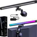 Monitor Light RGB Backlight with Software & Buttons Controls, Dual Light Bar Gaming Office Desk Lamp 15 Modes Dimmable 3 Color Temperature Adjustable No Glare Desk Lamp for Home Office Gaming