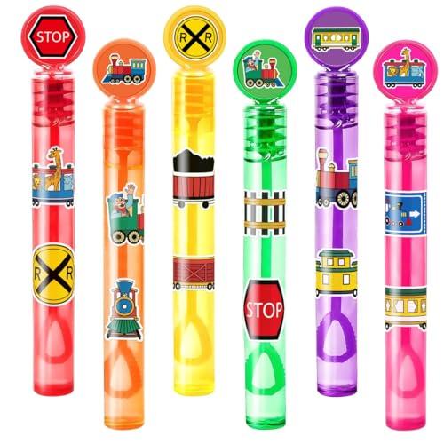 Train Party Favors for Kids – 18PCS Locomotive-Themed Mini Bubble Wands, Great for Birthday Supplies, Pinata Fillers, Goodie Bags & Classroom Rewards