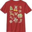 Disney Characters Gingerbread Mouses Boy's Solid Crew Tee (Medium, Red)