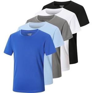 TAGIHOO 3 Pack Boys Mesh Athletic Quick Dry Short Sleeve Workout Moisture Wicking Active T-Shirt for Kids XL