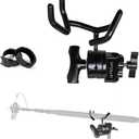 Microphone Boom Pole Mounting Kit with Cradle and 2.5-inch Grip Head - Sturdy Metal Holder for C-Stands and Mic Stands - Audio Recording and Boompole Support - black