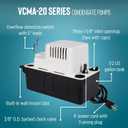 Little Giant VCMA-20ULST 115 Volt, 80 GPH, 1/30 HP Automatic Condensate Removal Pump for HVAC/Refrigeration Systems/Dehumidifiers with Overflow Detection Switch and 20-Foot Tubing, White/Black, 554435