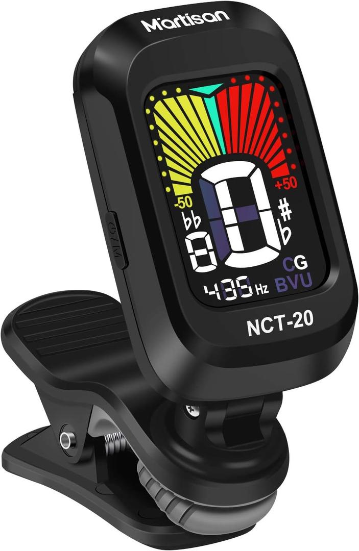 Clip-On Tuner for Guitar, Bass, Ukulele, Violin, Viola, Chromatic Tuning Modes, 360 Degree Rotating, Fast & Accurate, Easy to Use