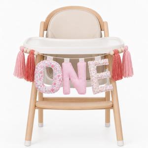 Suncalla Pre-strung Fabric Happy Birthday Banner Felt One High Chair Banner 1st First Birthday Bunting Garland Decorations for Party Photo Home Backdrop(Flower One,Pastel)