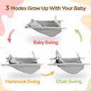 Baby Swing Indoor and Outdoor, Canvas Hammock Swing for Baby to Toddler with a Comfortable Seat, Macaroon Wooden Toy, Adjustable 5-Point Harness,3 Modes,Gift for Baby Boys Girls, Grey