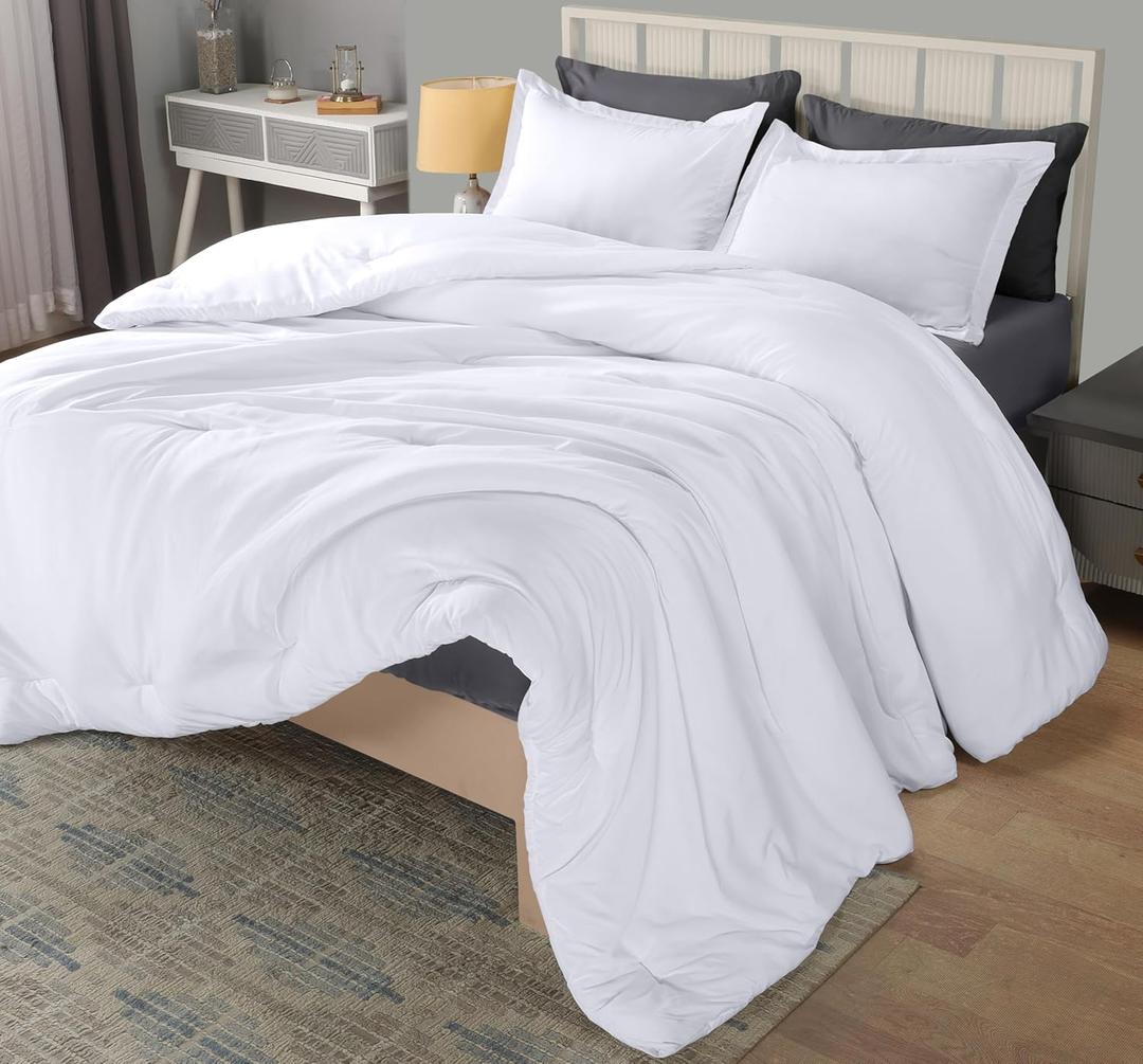 Utopia Bedding Queen Comforter Set White, Comforters Queen Size 3 Pieces Bedding Comforters Sets, Down Alternative Soft Bed Set, 1 Comforter (88 x 88 inches) 2 Pillow Shams (20 x 26 inches)