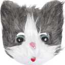 LUOZZY Animal Mask Furry Cat Fluffy Mask Halloween Cat Head Mask Cosplay Masks (Gray)