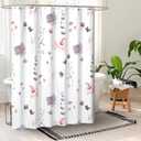 QiyI Watercolor Floral Shower Curtain with Hooks, 72 x 72, Dusky Purple, 72L x 72W inches