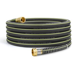 Lightweight Rubber Garden Hose 50 ft, 5/8" Hybrid Rubber Hose with Solid Brass Fitting, Water Hose Pipe for Outdoor, Cleaning & Washing